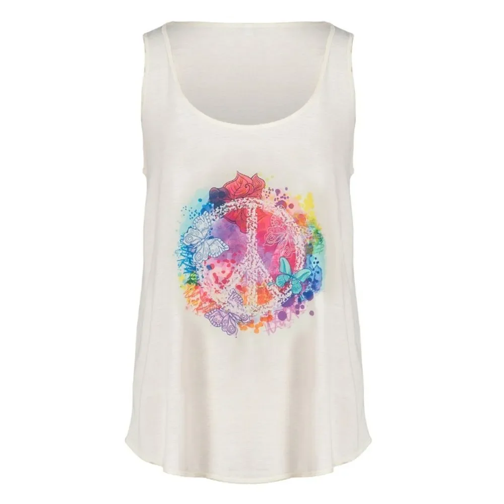Rainbow PEACE GRAPHIC RACER BACK TANK - Picture 1 of 3